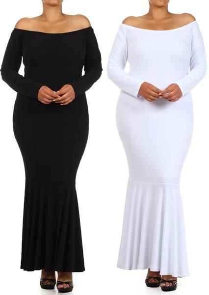 off shoulder evening gown plus size